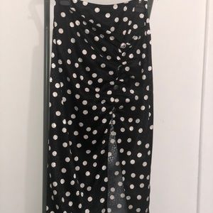 River Island Ruched Polka MIDI Skirt